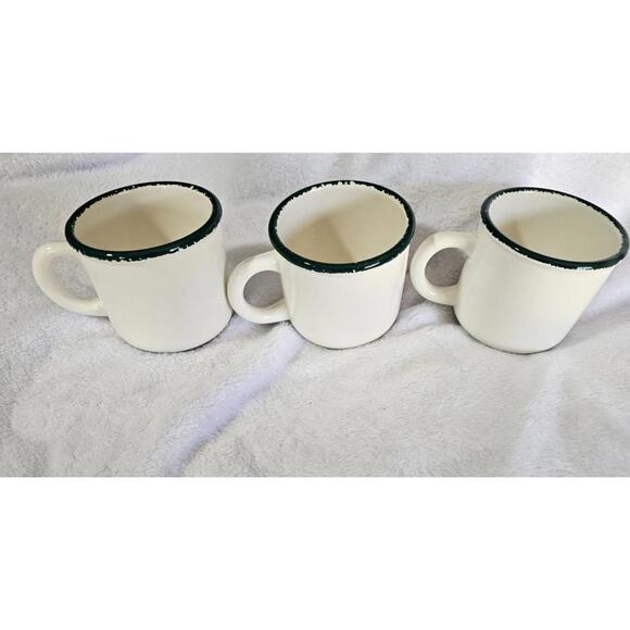 (Set of 3) Vintage Furio Coffee Mug Cup Christmas Sponged Trees Italy White 4" - Picture 5 of 9